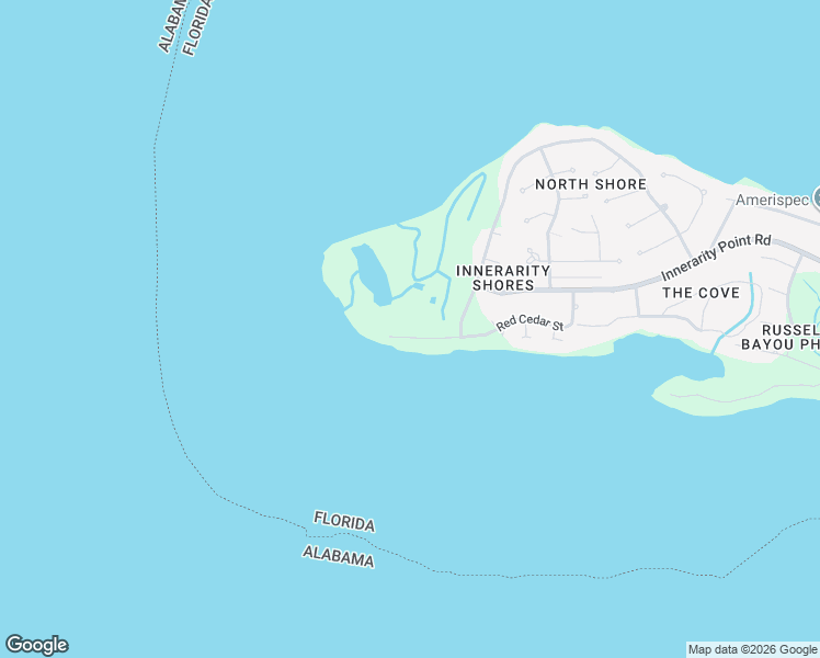 map of restaurants, bars, coffee shops, grocery stores, and more near 5981 Red Cedar Street in Pensacola