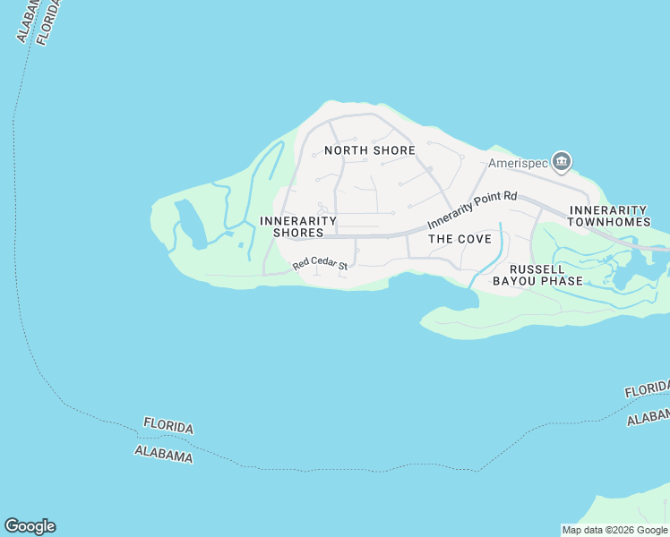 map of restaurants, bars, coffee shops, grocery stores, and more near 5780 Red Cedar Street in Pensacola