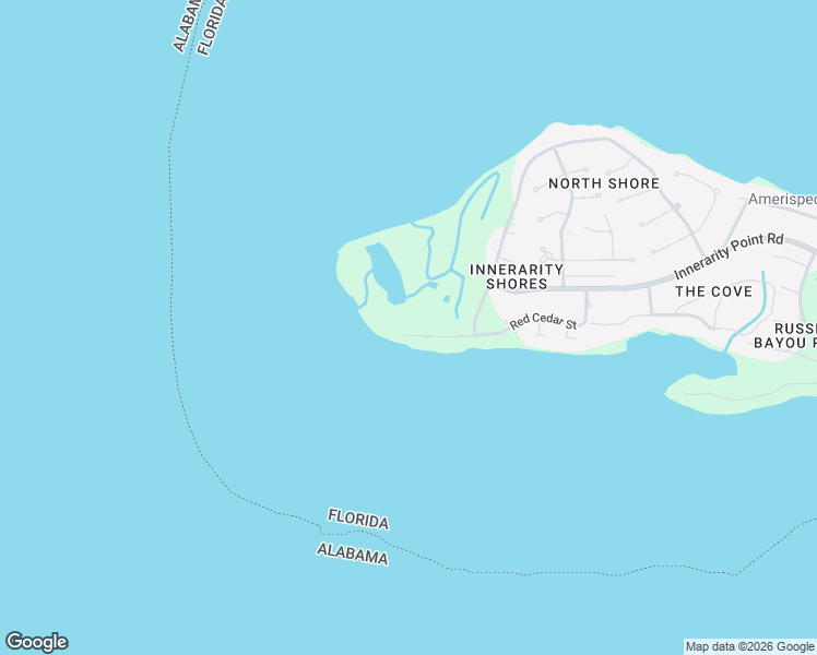 map of restaurants, bars, coffee shops, grocery stores, and more near 5981 Red Cedar Street in Pensacola