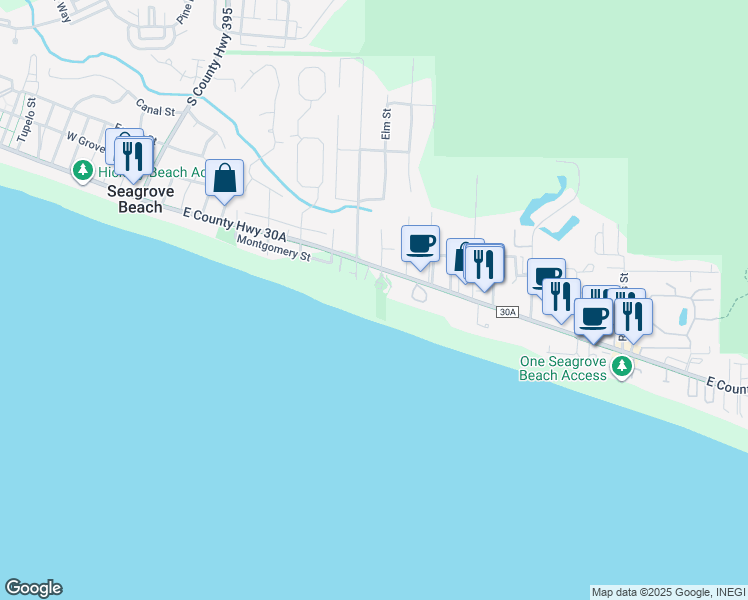 map of restaurants, bars, coffee shops, grocery stores, and more near 199 Sea Walk Circle in Santa Rosa Beach
