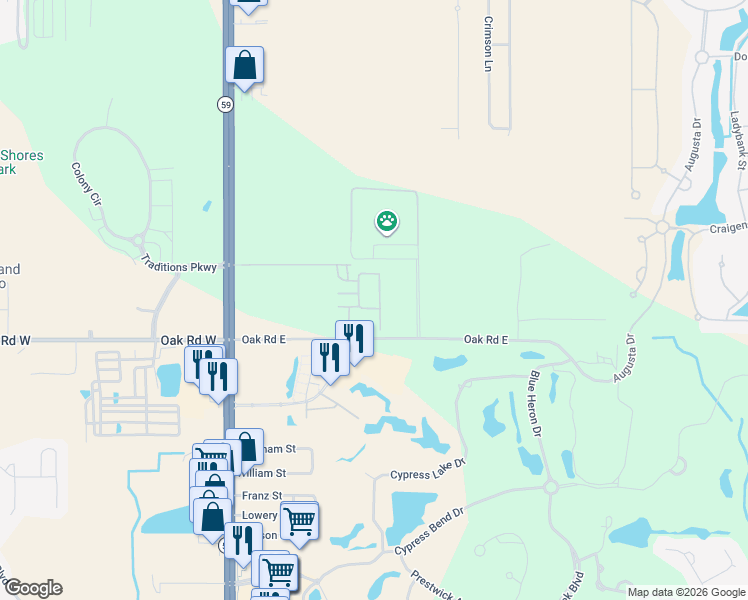 map of restaurants, bars, coffee shops, grocery stores, and more near 645 Gulf Shores Pkwy in Gulf Shores