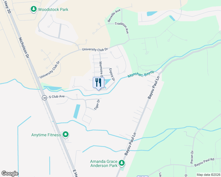 map of restaurants, bars, coffee shops, grocery stores, and more near 2943 Rue D Orleans in Baton Rouge