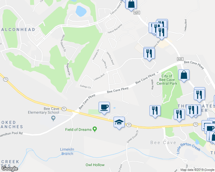 map of restaurants, bars, coffee shops, grocery stores, and more near 4404 Tordera Drive in Austin