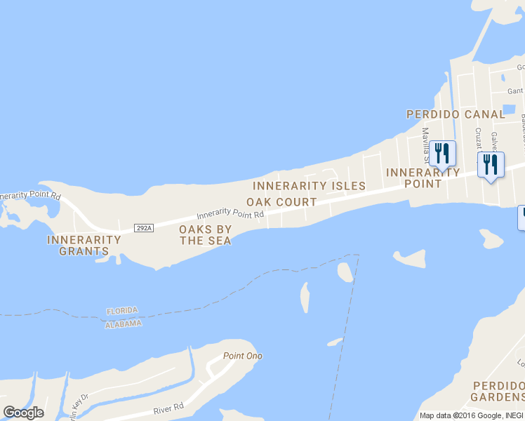 map of restaurants, bars, coffee shops, grocery stores, and more near 14680 Innerarity Point Road in Pensacola
