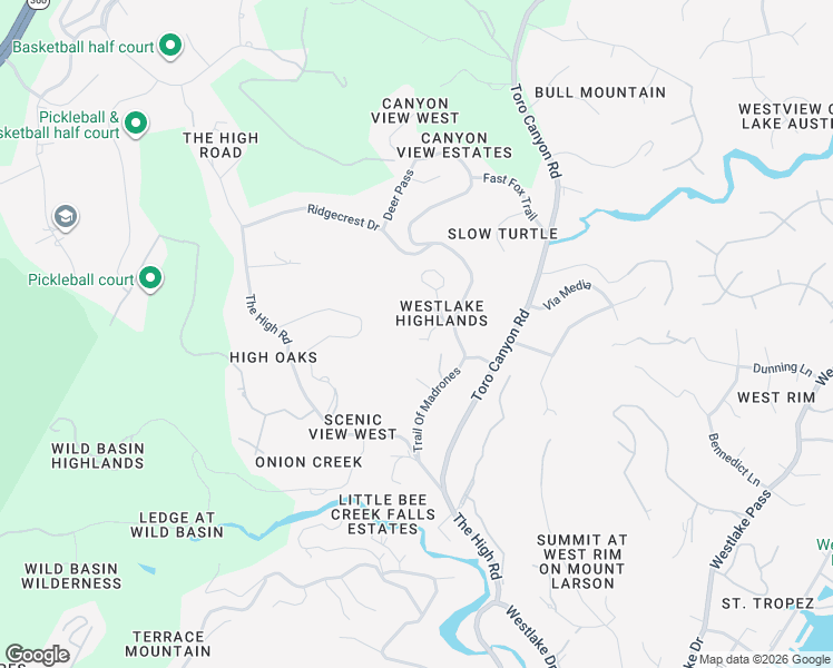 map of restaurants, bars, coffee shops, grocery stores, and more near 2102 North Oak Canyon Road in Austin