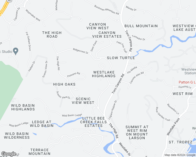 map of restaurants, bars, coffee shops, grocery stores, and more near 2102 North Oak Canyon Road in Austin