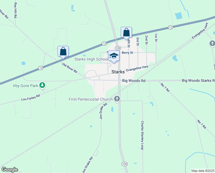map of restaurants, bars, coffee shops, grocery stores, and more near 118 Robert Street in Starks