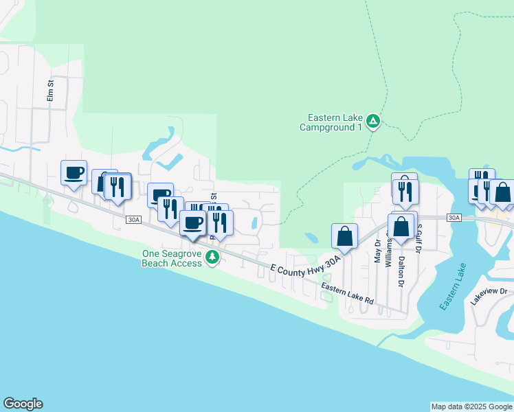 map of restaurants, bars, coffee shops, grocery stores, and more near 256 Cassine Garden Circle in Santa Rosa Beach