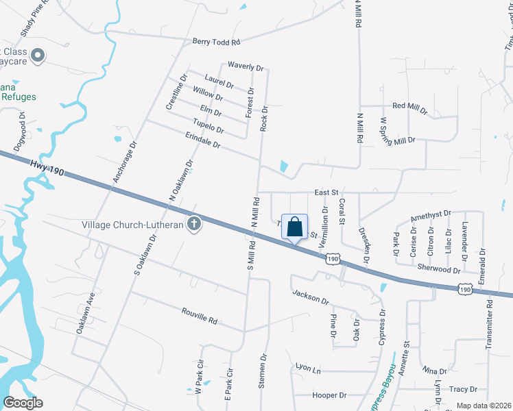 map of restaurants, bars, coffee shops, grocery stores, and more near 61076 North Mill Road in Lacombe