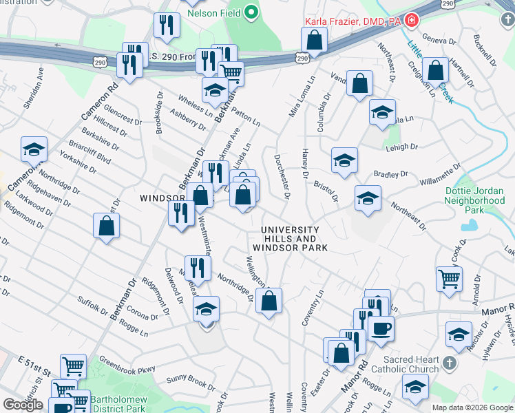 map of restaurants, bars, coffee shops, grocery stores, and more near 2009 Wheless Lane in Austin