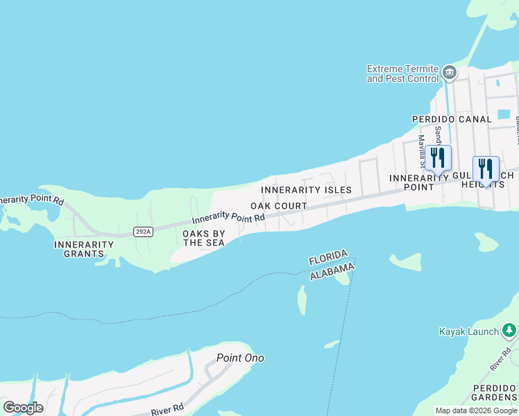 map of restaurants, bars, coffee shops, grocery stores, and more near 5873 Grotto Avenue in Pensacola