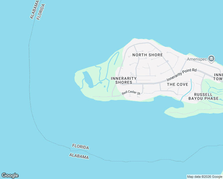 map of restaurants, bars, coffee shops, grocery stores, and more near 5305 North Shore Road in Pensacola