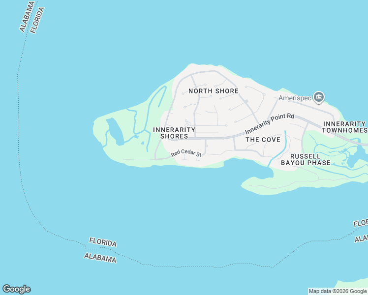 map of restaurants, bars, coffee shops, grocery stores, and more near 5801 Red Cedar Street in Pensacola