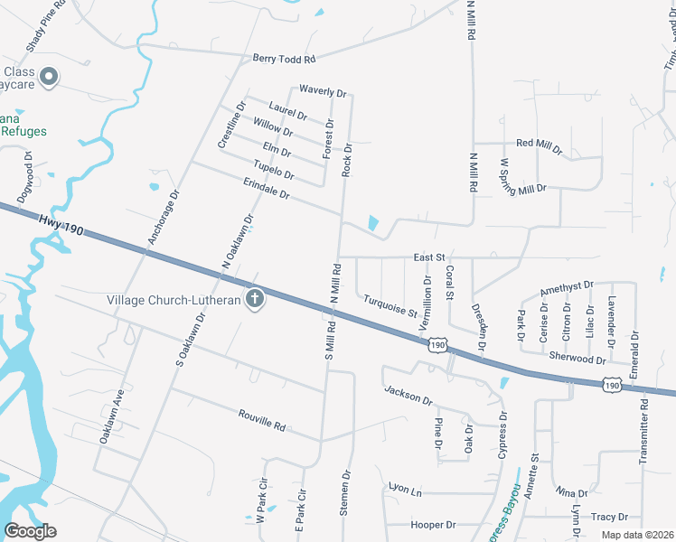 map of restaurants, bars, coffee shops, grocery stores, and more near 61076 North Mill Road in Lacombe