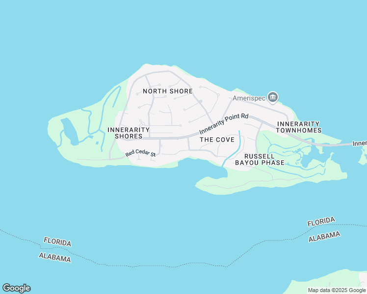 map of restaurants, bars, coffee shops, grocery stores, and more near 5606 Innerarity Circle in Pensacola