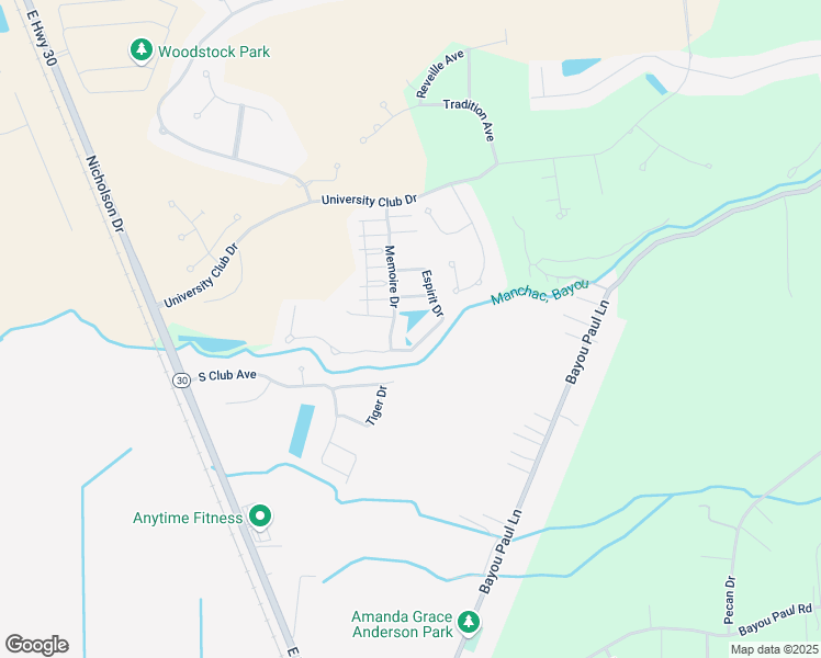 map of restaurants, bars, coffee shops, grocery stores, and more near 15557 Memoire Drive in Baton Rouge