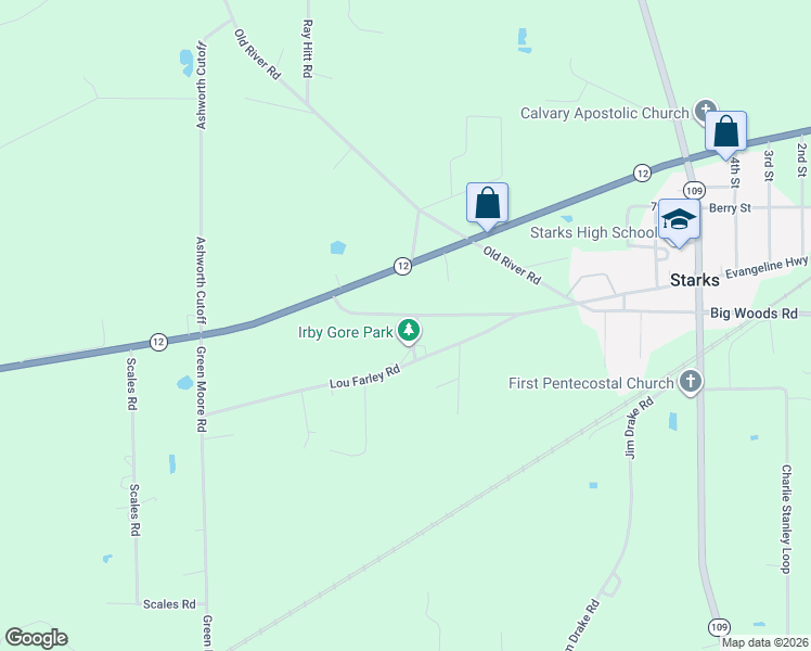 map of restaurants, bars, coffee shops, grocery stores, and more near Ball Park Road in Calcasieu
