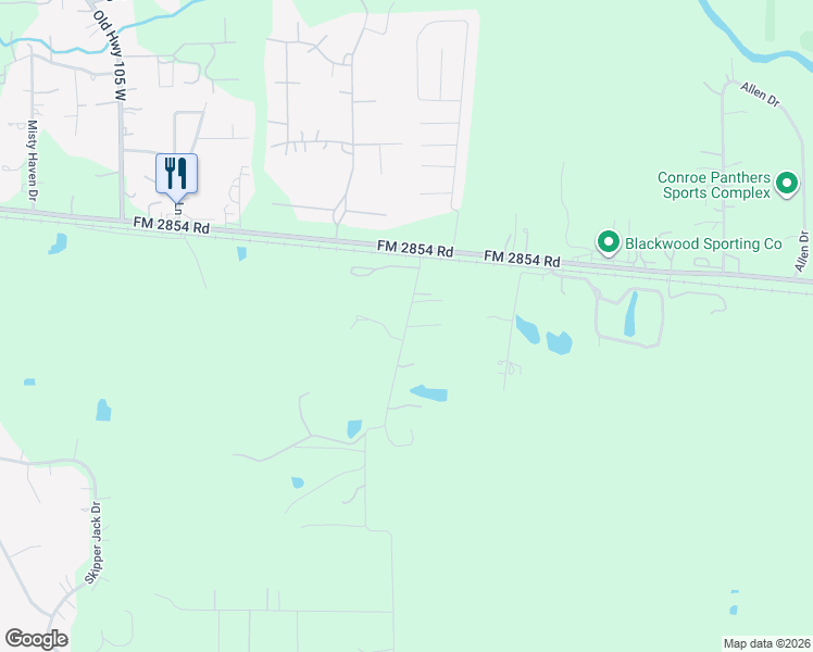 map of restaurants, bars, coffee shops, grocery stores, and more near 10226 Leonidas Horton Road in Conroe