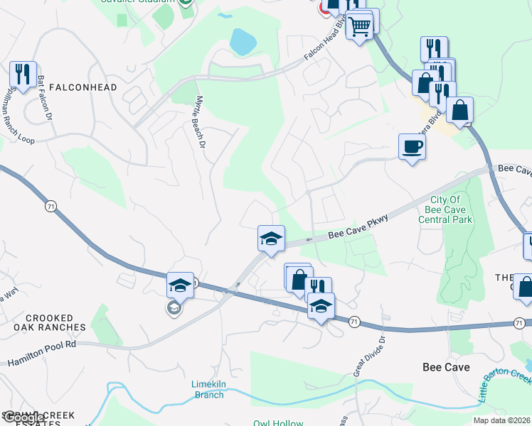 map of restaurants, bars, coffee shops, grocery stores, and more near 4716 Gallego Circle in Austin