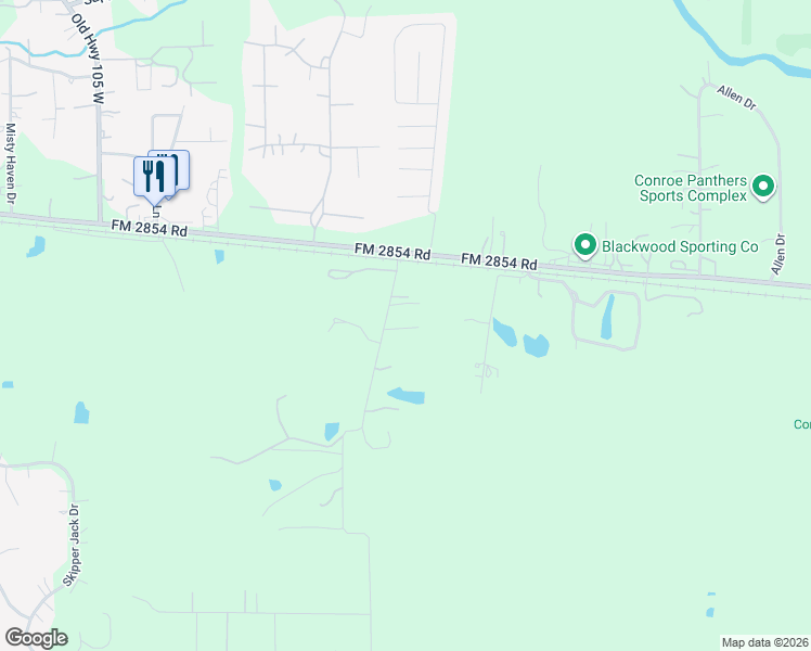 map of restaurants, bars, coffee shops, grocery stores, and more near 10276 Leonidas Horton Road in Conroe