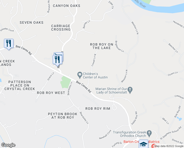 map of restaurants, bars, coffee shops, grocery stores, and more near 101 Lowell Lane South in Austin