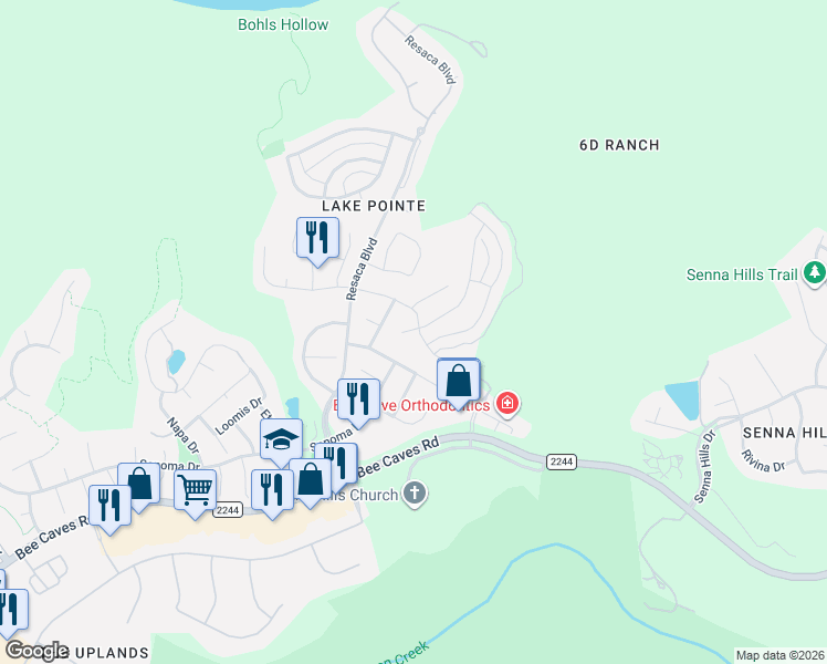 map of restaurants, bars, coffee shops, grocery stores, and more near 11605 Lake Stone Drive in Austin