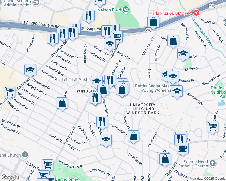 map of restaurants, bars, coffee shops, grocery stores, and more near 1928 Gaston Place Drive in Austin