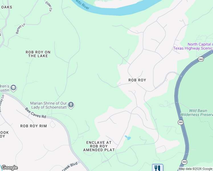 map of restaurants, bars, coffee shops, grocery stores, and more near 17 Cicero Lane in Austin