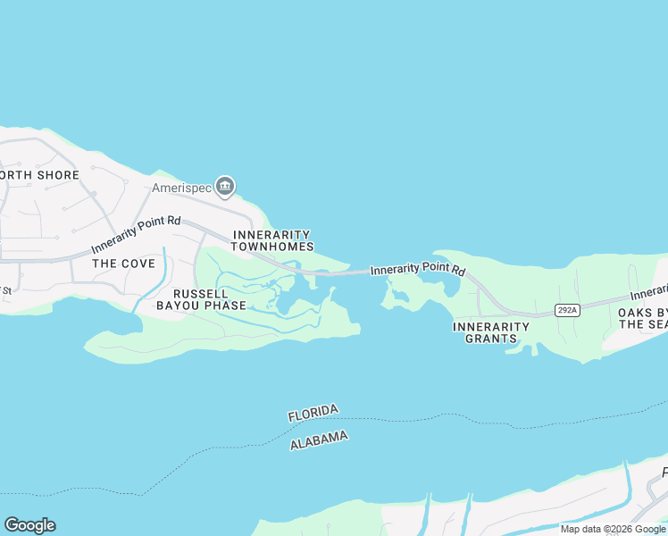 map of restaurants, bars, coffee shops, grocery stores, and more near 16002 Innerarity Point Road in Pensacola