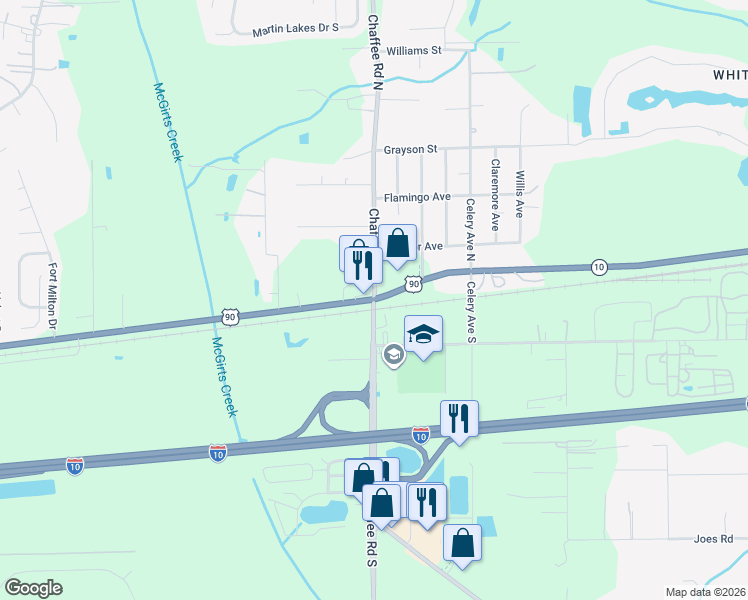 map of restaurants, bars, coffee shops, grocery stores, and more near W Beaver St & Chaffee Rd N in Jacksonville