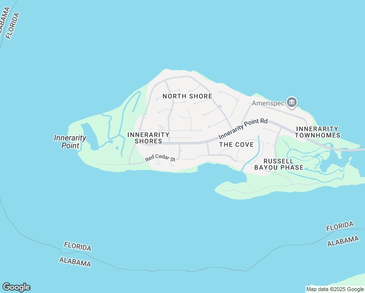 map of restaurants, bars, coffee shops, grocery stores, and more near 5700 Red Cedar Street in Pensacola