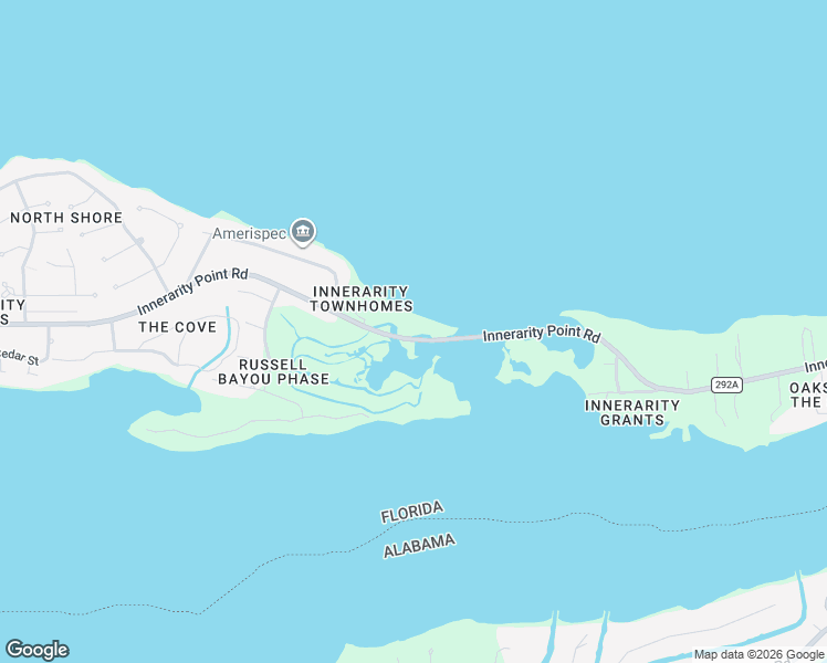 map of restaurants, bars, coffee shops, grocery stores, and more near 16030 Innerarity Point Road in Pensacola