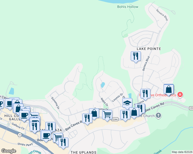 map of restaurants, bars, coffee shops, grocery stores, and more near 12325 Carlsbad Drive in Austin