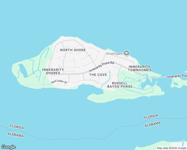 map of restaurants, bars, coffee shops, grocery stores, and more near 5620 Innerarity Circle in Pensacola