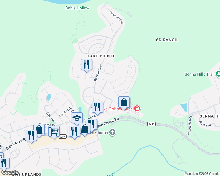 map of restaurants, bars, coffee shops, grocery stores, and more near 11701 Lake Stone Drive in Austin