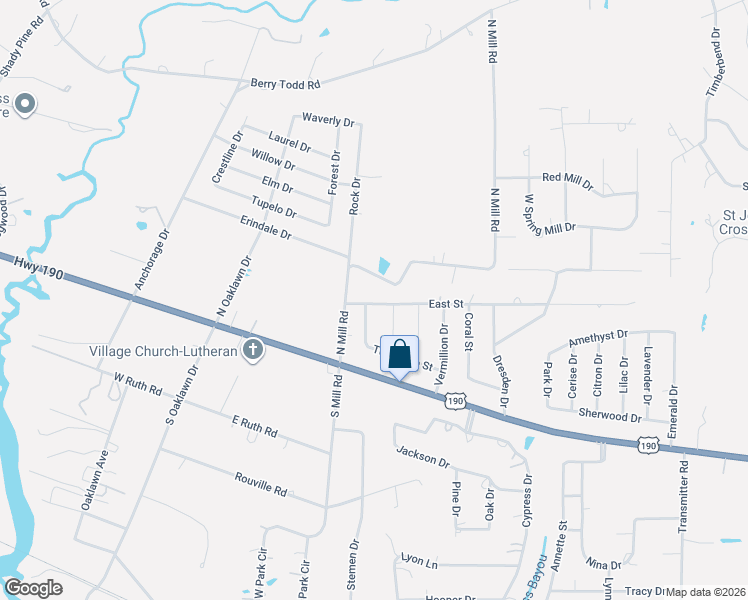 map of restaurants, bars, coffee shops, grocery stores, and more near 61192 North Mill Road in Lacombe