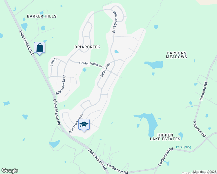 map of restaurants, bars, coffee shops, grocery stores, and more near 13608 Briarcreek Loop in Manor