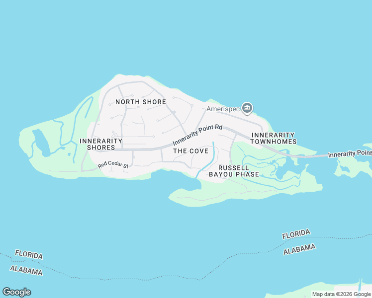 map of restaurants, bars, coffee shops, grocery stores, and more near 5624 Innerarity Circle in Pensacola