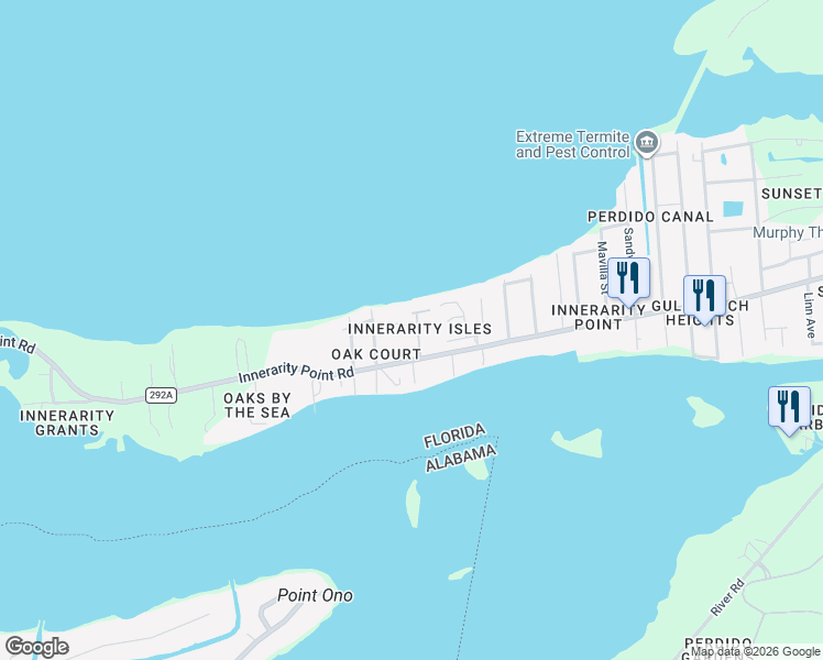 map of restaurants, bars, coffee shops, grocery stores, and more near 4642 Isles Drive in Pensacola
