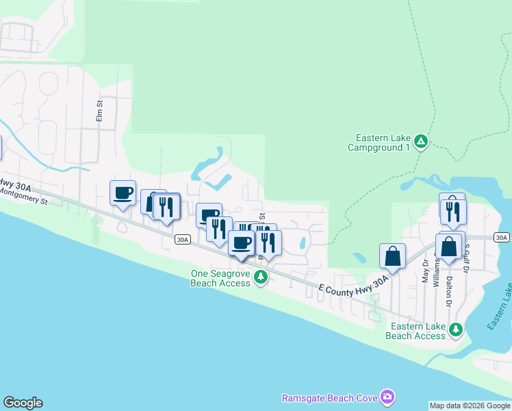 map of restaurants, bars, coffee shops, grocery stores, and more near 24 Joanna Drive in Santa Rosa Beach