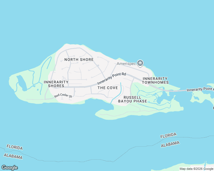 map of restaurants, bars, coffee shops, grocery stores, and more near 5624 Innerarity Circle in Pensacola
