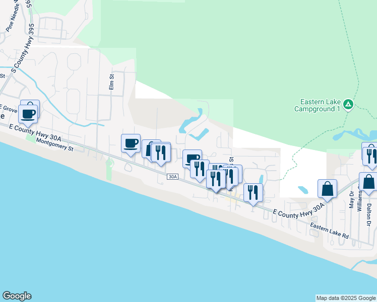 map of restaurants, bars, coffee shops, grocery stores, and more near 21 Sand Dollar Court in Santa Rosa Beach