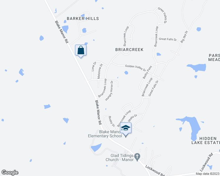 map of restaurants, bars, coffee shops, grocery stores, and more near 11500 Hungry Horse Drive in Manor