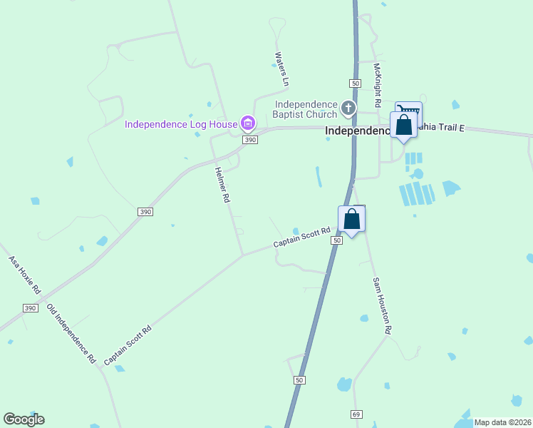 map of restaurants, bars, coffee shops, grocery stores, and more near 8759 Captain Scott Road in Brenham