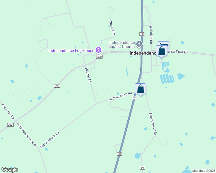 map of restaurants, bars, coffee shops, grocery stores, and more near 8759 Captain Scott Road in Brenham
