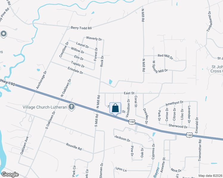map of restaurants, bars, coffee shops, grocery stores, and more near 61192 North Mill Road in Lacombe