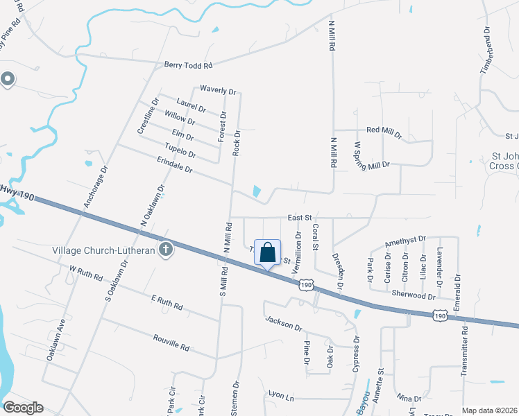 map of restaurants, bars, coffee shops, grocery stores, and more near 61192 North Mill Road in Lacombe