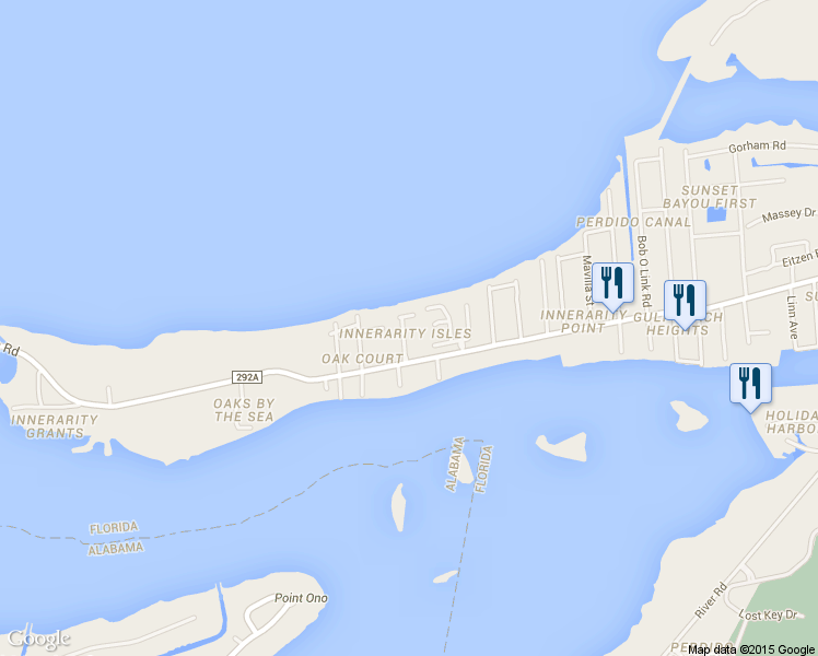 map of restaurants, bars, coffee shops, grocery stores, and more near 4642 Isles Drive in Pensacola