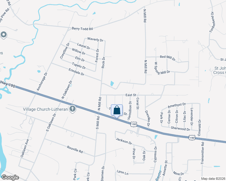 map of restaurants, bars, coffee shops, grocery stores, and more near 61192 North Mill Road in Lacombe