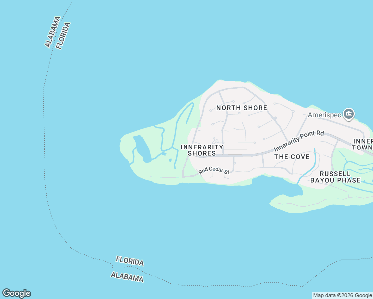 map of restaurants, bars, coffee shops, grocery stores, and more near 5400 North Shore Road in Pensacola